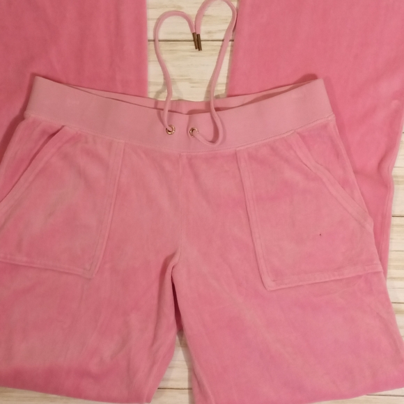 pink velour track pants